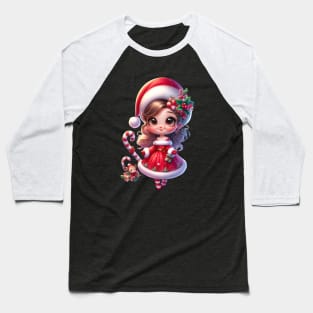 Cartoon Mrs Claus Baseball T-Shirt